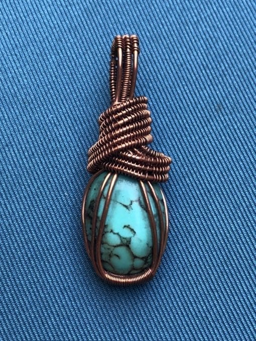 Wire Wrapped & Weaved Turquoise Pendant