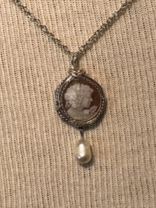 cameo with freshwater pearls