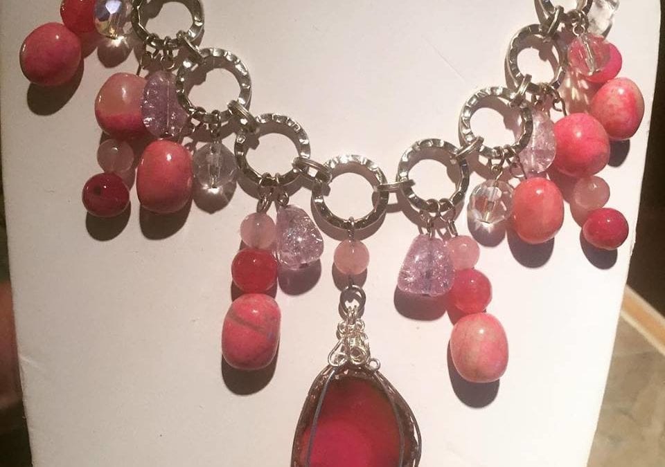 Pink Agate Statement Necklace