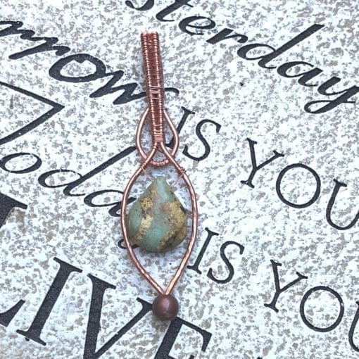 Turquoise in Copper Wire Wrap Pendant