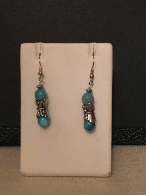 Natural Stone & Silver Tone Earrings