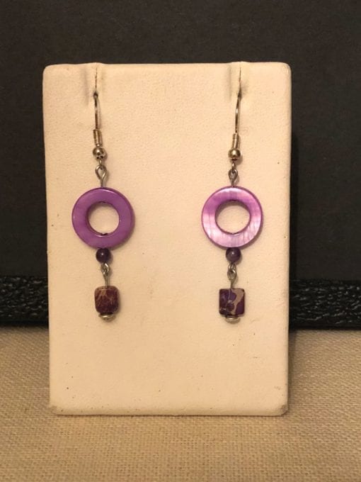 Purple Imperial Jasper & Shell Earrings