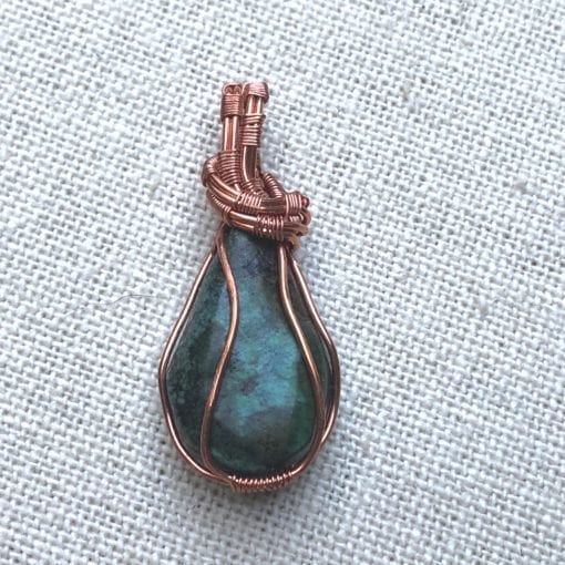 Turquoise in Copper Wire Wrapped Pendant