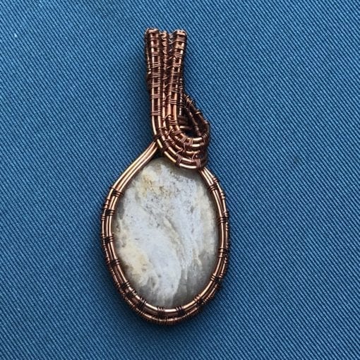 Natural Gray Stone Wire Wrapped Pendant