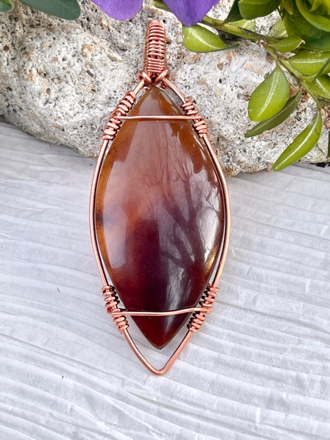 amber wire wrapped pendant