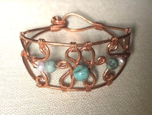 Turquoise & Pearl Scroll Bracelet