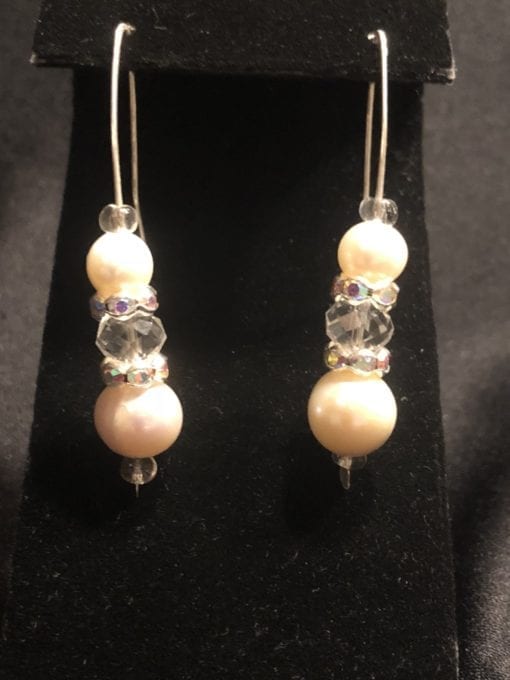 Pearl & Crystal on Sterling Earrings