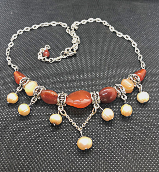 Carnelian & Freshwater Pearl Necklace