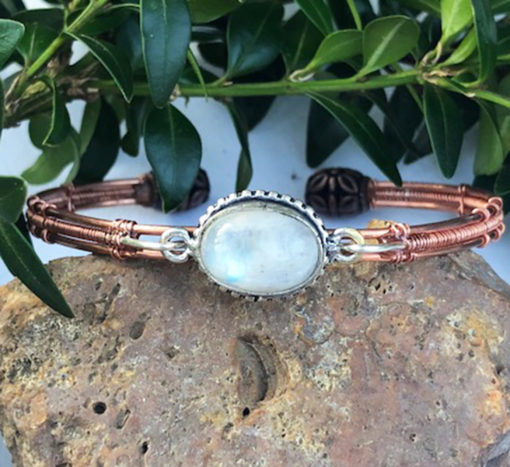 moonstone sterling and copper bracelet