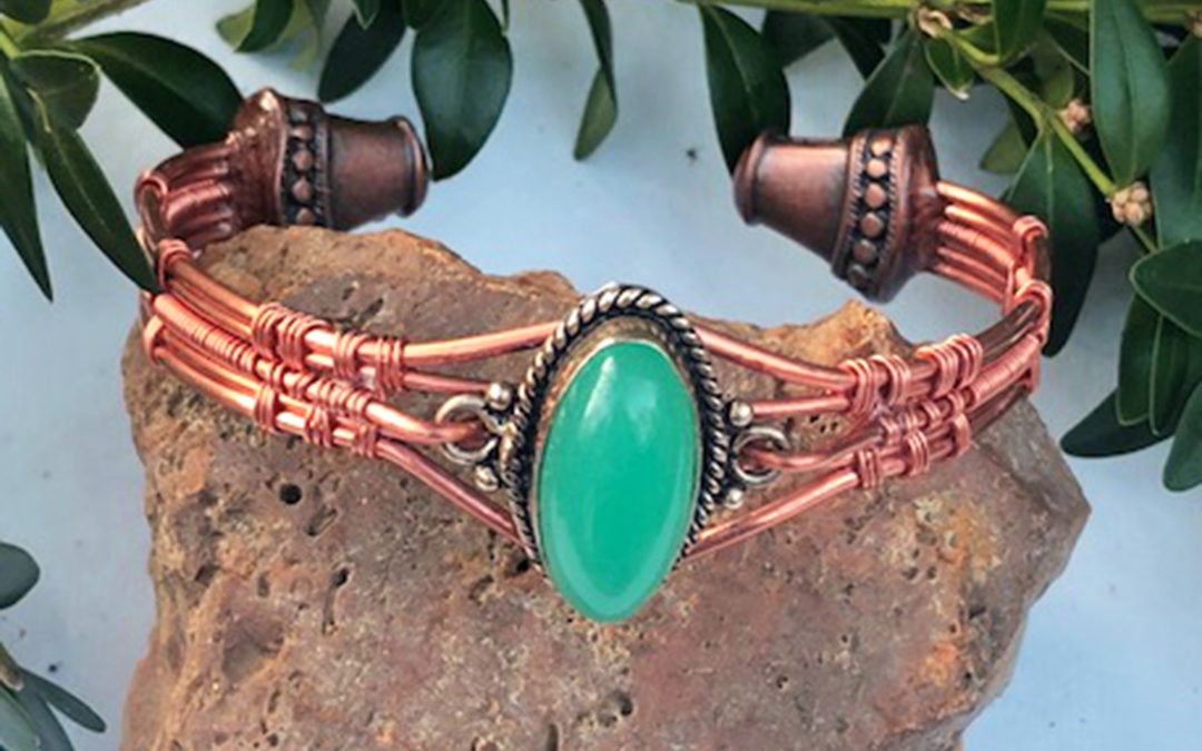 Jade and copper bracelet