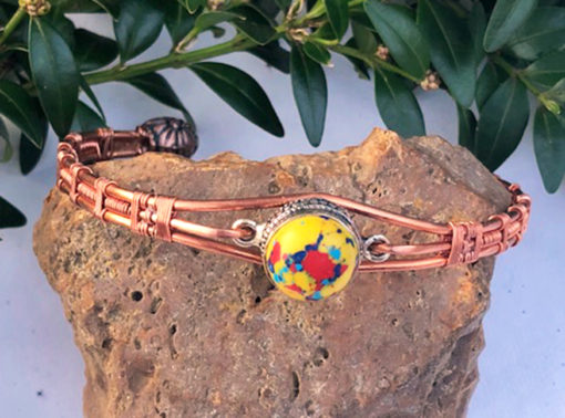 mosaic jasper and copper bracelet