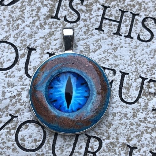 Blue Evil Eye in Copper Dust Resin Pendant