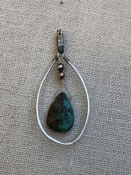 Teardrop Turquoise Suspended in Sterling