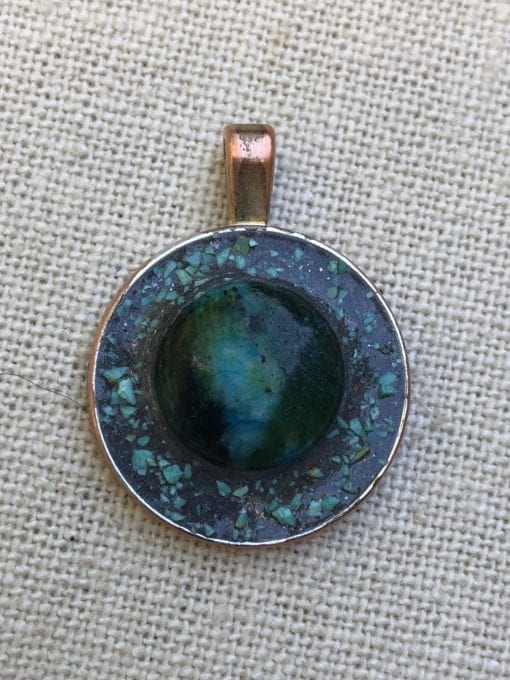 Turquoise Stone Surrounded by Turquoise Chips Pendant